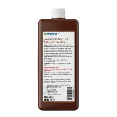 Povidone Iodine 10% Antiseptic Solution 1000ml _ emox