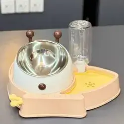 Double Cat Bowls Water & Food Bowl Set 
