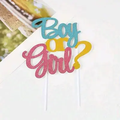 1 PC Glitter "Boy Or ? Girl" Gender Reveal Cake Topper