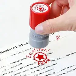 1pc Excellent Teacher Stamp- Fun Stamp For School And Office Use, Classroom Grading Stamp (Red Ink)