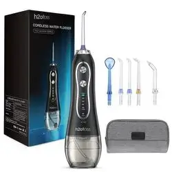  H2ofloss Water Flosser Portable Dental Oral Irrigator with 5 Modes, 6 Replaceable Jet Tips, Rechargeable Waterproof Teeth Cleaner