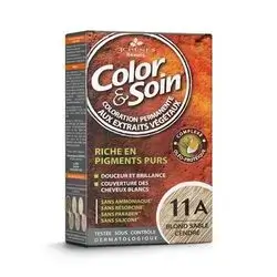 Color & Soin Ammonia Free Hair Color, Permanent Dye with Natural Vegetal (Plant) Extracts & Conditioner for Softness & Shiny Hair (11A