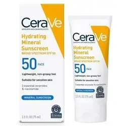 cerave hydrating mineral sunscreen spf 50+ for face 75ml