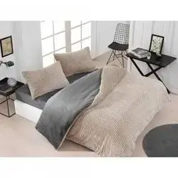 Alea Velvet Duvet Cover Set 4 Piece - Sand Beige