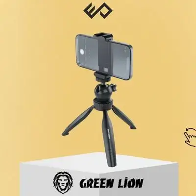 Green Lion Mini Tripod with Phone Holder - Black