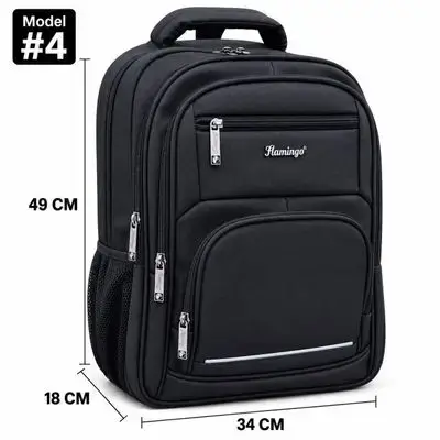 Flamingo Leather Backpack – Model #4, 4 Zippers