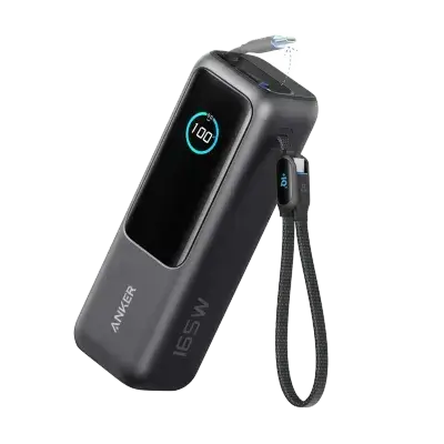 Anker Laptop Power Bank (25K, 165W, Built-In and Retractable Cables)