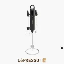 LePresso 3-in-1 Handheld Rechargeable Milk Frother & Whisk 3-Speed Electric Mixer with 1500mAh Battery - Black
