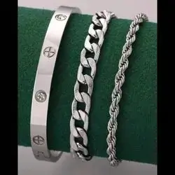 Men's 3-Piece Stainless Steel Bracelet With Luxury And Elegant Design