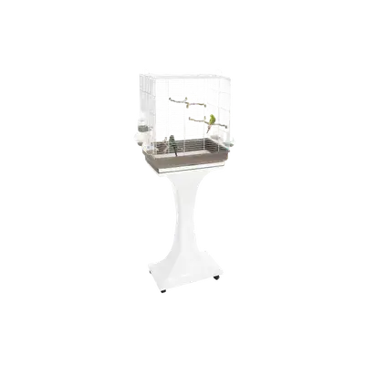 Bird Cage – White & Grey with Stand