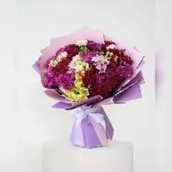 Purple Wrapped Flower Bouquet