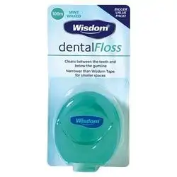 wisdom dental floss mint waxed 100m