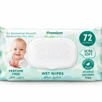 Gllox premium care wet wipes ultra soft sensitive 72pcs