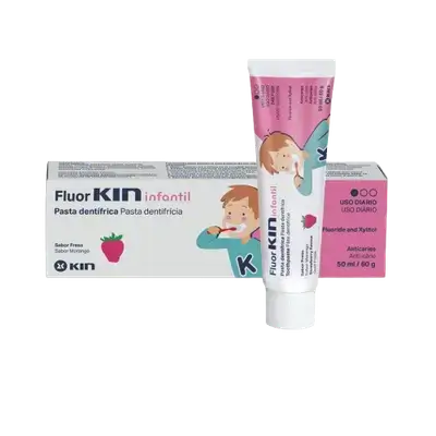 Fluor Kin Toothpaste For Children Enfants Strawberry Flavour 50ml _ Kin