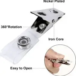 Metal Badge Clips with Strap Clear ID Strap Clip Adapter