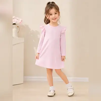 SHEIN Young Girl Ruffle Trim Smock Dress - 4 Years