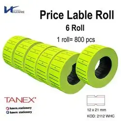 Tanex Price Label Roll (6 Rolls) yellow
