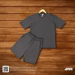 ESSENTIALS T-SHIRT WITH SHORT SET SILVER XL