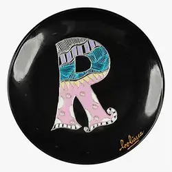 Hand-Painted Plate (Letter R), Size 25 cm