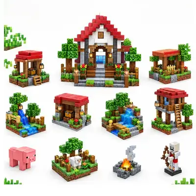 Minecraft Magnetic Building Little Garden Z018 (100pcs + 3 Free Plush Toys)