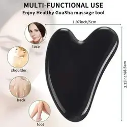 1pc Gua Sha Facial Tools, Black Obsidian Guasha Tool for Face,