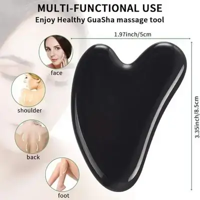 1pc Gua Sha Facial Tools, Black Obsidian Guasha Tool for Face,