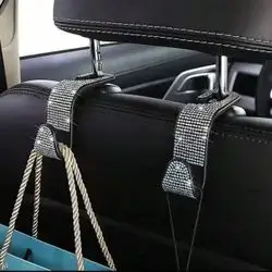 1pc Shiny Rhinestone Car Rear Seat Headrest Hook, Car Purse Bag Holder