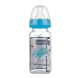 Glass Feeding Bottle 160ml Blue Color OPB-1094 _ Optimal
