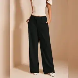 SHEIN BAE Women's Solid Color Casual Low Waist Pants - Large