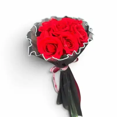 Flower bouqet red rose 7 artificial
