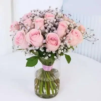 Flower Bouquet with Vase – 22 Flowers