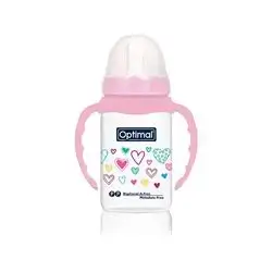 Narrow Neck Feeding Bottle 140ml (+0) with Handle - Pink