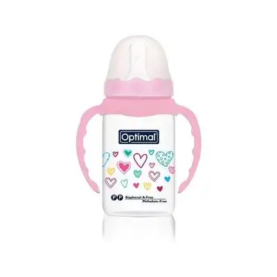 Narrow Neck Feeding Bottle 140ml (+0) with Handle - Pink