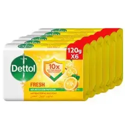 Dettol Fresh Bar Soap Citrus & Orange Blossom Scent 6 x 120 g