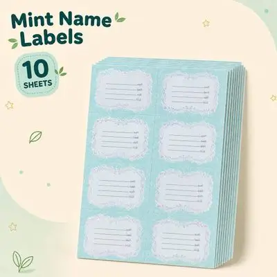 Book & Notebook Name Labels – 10 Sheets • 100 Stickers