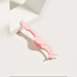 1pc Solid Eyelash Tweezers - Pink