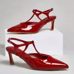 SHUZIA Women Fashion Daily Versatile Ankle Strap Heels - Size: 41