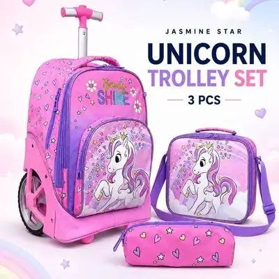 Jasmine Star 3-Piece Trolley School Bag Set