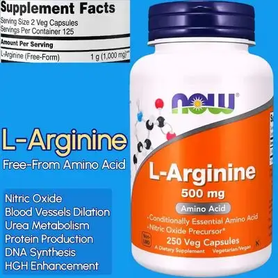 NOW Supplements, L Arginine, 500 mg, Amino Acid, Argenine, 250 Veg Caps Argenine