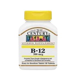 B-12 500mcg Easy To Swallow Tablet 30 Tablets _ 21ST CENTURY