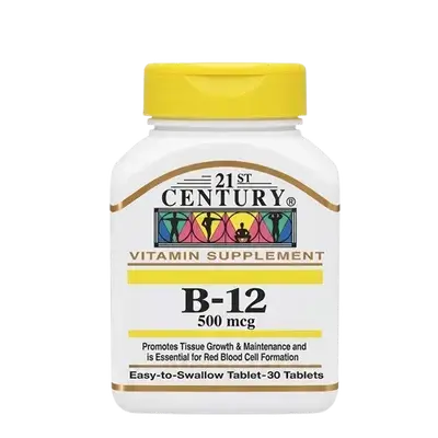 B-12 500mcg Easy To Swallow Tablet 30 Tablets _ 21ST CENTURY
