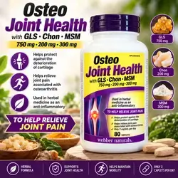 Webber Naturals Osteo Joint Health – GLS 750 mg + Chon 200 mg + MSM 300 mg – 80 Caplets