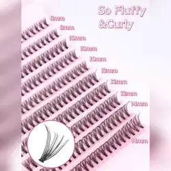 200pcs Long 30D Segmented False Eyelashes, 8-14mm Length, C-Curl
