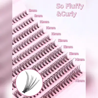 200pcs Long 30D Segmented False Eyelashes, 8-14mm Length, C-Curl