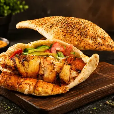 Chicken Shawarma Sandwich with Iraqi Samoon