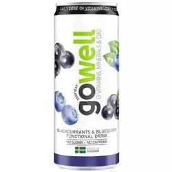 GOWELL blackcurrants& blueberry 10 VITAMINS Q10 ZINC AND MAGNESIUM SUGAR FREE 330ML