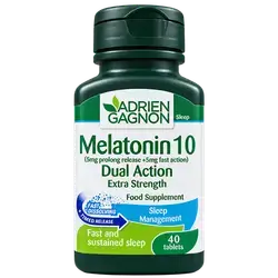 Melatonin 10mg Dual Action Fast and Sustained Sleep 40 Tablets _ ADRIEN GAGNON