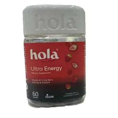 hola Ultra Energy Strawberry & Raspberry flavors 60 gummies