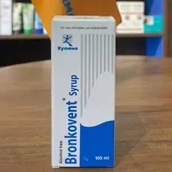 bronkovent syrup alcohol free 100ml each 5ml contain ; salbutamol 2mg , bromhexine 4mg , guaifenesin 50mg + menthol
