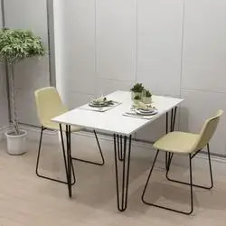 Dining table with metal legs 140*80*74 cm - White